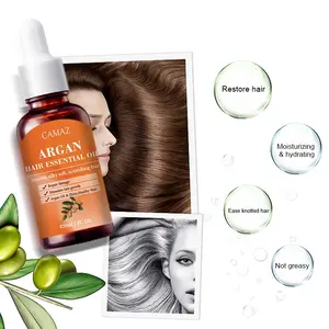 เซรั่มซ่อมแซมผมเสียฉลากส่วนตัวบํารุงผมน้ํามัน Argan น้ํามันหอมระเหยผมเพื่อความยืดหยุ่นมากขึ้น