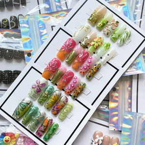 10 Uds. <span class=keywords><strong>Uñas</strong></span> Acrílicas Hechas a Mano con <span class=keywords><strong>Diseño</strong></span> Floral 3D Multicolor, Duraderas, <span class=keywords><strong>de</strong></span> Lujo, Reutilizables, Venta al por Mayor - Product Image 6