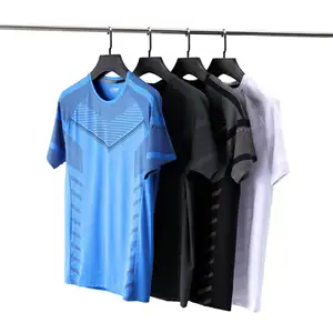 2023 Spandex Sports Gym T Shirt Men Short Sleeve Quick Dry T-Shirt Compression stretch Workout Fitness Training Running Shirt