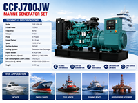 Grupo Electrógeno Marino SCDC CCFJ700JW de 700 kW, 1148 A, 60 Hz, 1800 rpm, con Motor Diésel KTA38-DM V12 para Sistemas de Comunicación y Bombas