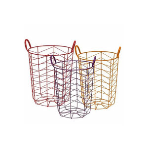 Modern Colorful Metal Wire <b>Round</b> Storage <b>Basket</b> Set with Handles for Multi-Purpose Use in Home Kitchen and Laundry - Product Image 6