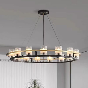 VH Trực Tiếp Bắc Âu Tất Cả Các Đồng Đèn Chùm Thủy Tinh Có Thể Điều Chỉnh Chiều Cao Nến Sang Trọng Chủ Sở Hữu Cho Phòng Ăn Phòng Ngủ Nhà Máy Trực Tiếp - Product Image 3