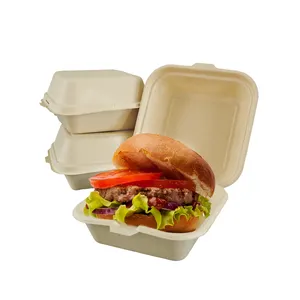 RUIBAMBOO Burger Packaging Box Disposable Cake Containers Dessert Boxes Clamshell Take Out Food Containers Biodegradable eco box