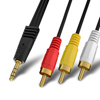 Câble de sortie audio vidéo AV pour caméscope 3,5 mm vers RCA, câble AUX 1/8\" TRRS vers 3 RCA mâle pour TV, smartphones, MP3, tablettes