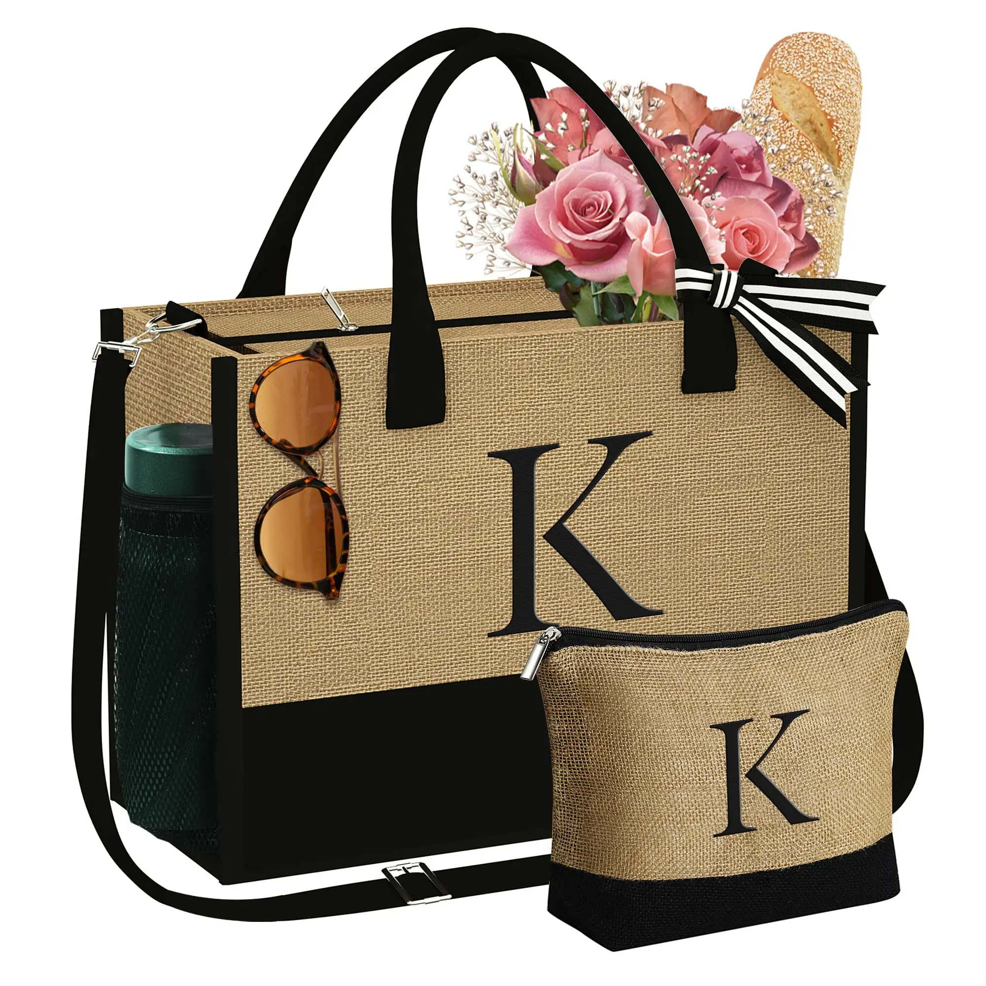 Custom Logo Reusable Valentines Day Gifts Initial Jute Tote Makeup Bag Birthday Gifts Bolsa De Yute Mayoreo For Women Her Mom