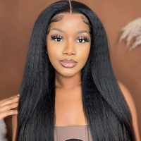 Vente en gros Yaki clair Kinky Straight naturel HD pour perruque Lace Frontal pré-peler cheveux vierges bruts avec perruque du vendeur en dentelle transparente