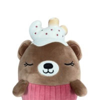 Boneka Hewan OEM Lucu Warna Pink Coklat, Mainan Beruang Super Lembut Isi Kapas PP, Pereda Stres, Hadiah Anak untuk Pesta/Ulang Tahun