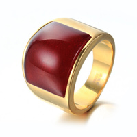 Nouveau style bague pour hommes en acier inoxydable simple atmosphère rétro large anneau titane acier opale anneau en gros