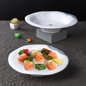 Sashimi Seafood Dry Ice Plate Melamine Creative Restaurant Tableware Hotel Food <b>Serving</b> <b>Tray</b> Unbreakable High-end Plating - Product Image 1