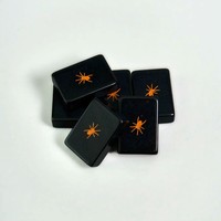 Ensemble de Mahjong d'Halloween de style américain, tuiles en acrylique colorées gravées au laser, emballées dans une boîte en carton, pour les rassemblements à domicile