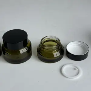 Frascos de vidro cosméticos âmbar luxuosos para cuidados com a pele, frasco de vidro para creme facial 15g 30g 50g, em estoque, por atacado