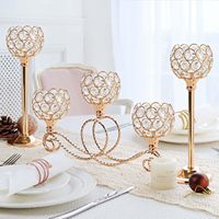 Uschool – Nouveau Chandelier de Luxe en Métal Plaqué de Haute Qualité, 3 Têtes et 5 Bras, avec Cristaux, pour Bougies Chauffe-Plat – Élégant Centre de Table de Mariage