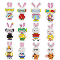 Kit de micro-briques géantes MOMO Bunny de 28 cm, puzzle 3D DIY, blocs de construction, modèle de conception de lapin, jouet d'assemblage, petites particules Mpin