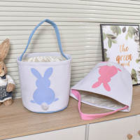 Vente en gros toile lapin coloré avec mignon pompon queues poignée stockage lapin panier de pâques