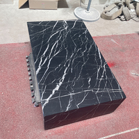 Table basse en marbre Nero Marquina OEM, table centrale rectangulaire de luxe, table en pierre noire naturelle pour le salon