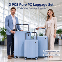 Ensemble de bagages Kazonne 3 pièces en polycarbonate pur avec poignée télescopique large, valise rigide avec serrure TSA, 360 °   Valise de voyage à roulettes silencieuses
