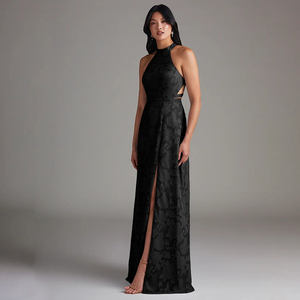 الإرهاق الأزهار فستان وصيفة الشرف خط متقاطع الظهر مع الشق الجانبي المفاجئة إغلاق الكلمة طول الشيفون حزب نمط أحجام XS XL - Product Image 3