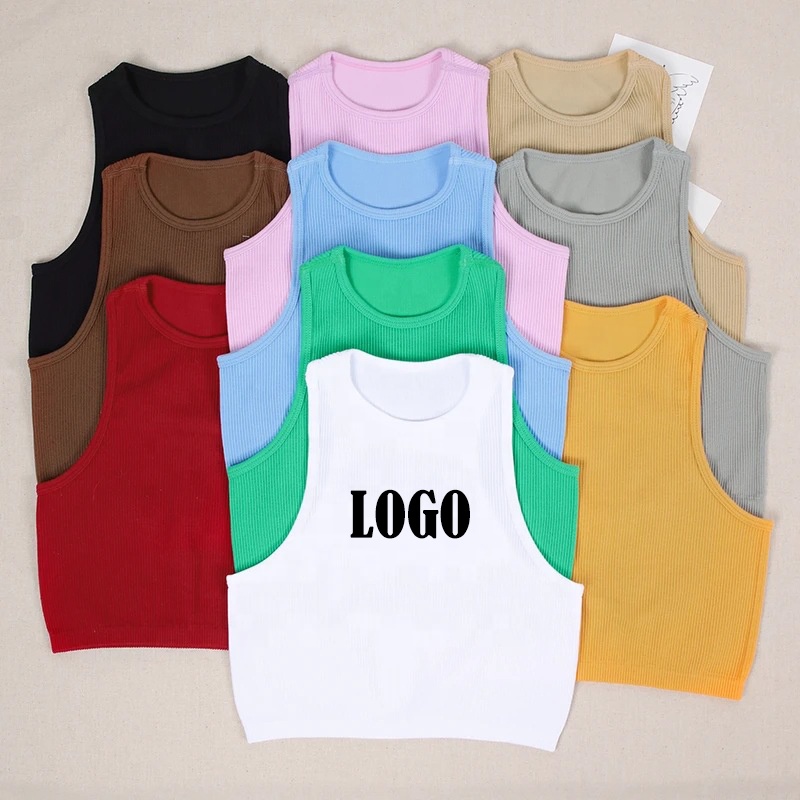 Y2k Custom Logo Women's Crop Top Wholesale High Quality 100% Cotton Sexy Girl's Tank Top Quick Dry Gym Fitness Yoga Crop Top