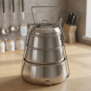 Stainless Steel Conical Tiffin <b>Lunch</b> <b>Box</b> 1-3L Eco-Friendly Freshness Preservation - Product Image 3