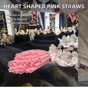 Pajitas Desechables de Plástico en Forma de Corazón Rosa y Negro <span class=keywords><strong>JYM</strong></span> <span class=keywords><strong>JYM</strong></span>-XG04, Aptas para Alimentos, para Bodas, Fiestas y Té de Burbujas, Venta al Por Mayor - Product Image 2