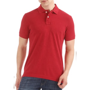 Men's Red Short Sleeve Polo <b>Shirt</b> 100% Cotton Pique Knitted Casual Solid Color - Product Image 1