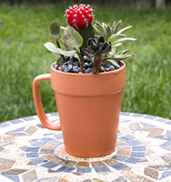 Mug en céramique de 11 oz en terre cuite, motif pot de fleurs, pour plantes, tasse à café, passe au lave-vaisselle, cadeau de jardin avec logo gravé, vente en gros