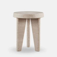 KUMUSI FURNITURE Wabi-sabi Table à thé simple en pierre de travertin Table d'appoint ronde en marbre pour salon design