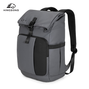 Kingsons Laptop <b>Backpack</b> 20-35L Lightweight Unisex Business <b>Backpack</b> With Laptop Compartment Gray And <b>Black</b> Solid Color - Product Image 4
