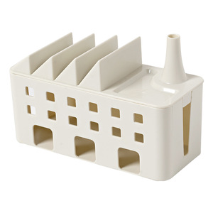 Office Organizer Cable Management Box Rectangle White Large Capacity Standing Type PP Plastic Power Strip Storage Desktop - Product Image 5