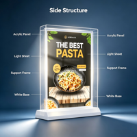 Boîtes lumineuses publicitaires LED magnétiques A4 pour affichage de bureau avec batterie rechargeable et rétroéclairage pour les menus de restaurant
