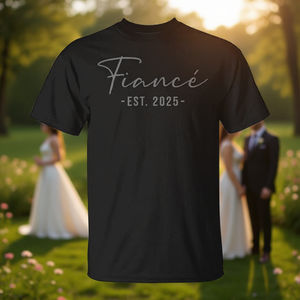 Camiseta Negra Fianc Est 2025 para Adultos, Unisex, Cuello Redondo, Manga Corta, Recuerdos de Boda, Regalos para la Fiesta Nupcial, Impresión en Serigrafía - Product Image 3