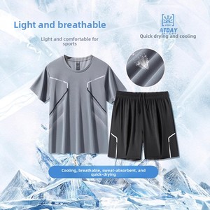 Conjunto Deportivo <span class=keywords><strong>de</strong></span> Verano para Hombre, Cómodo, Sólido, <span class=keywords><strong>de</strong></span> Manga Corta, <span class=keywords><strong>de</strong></span> Seda Helada, Ligero, <span class=keywords><strong>de</strong></span> Secado Rápido, Transpirable, <span class=keywords><strong>de</strong></span> Nailon, para <span class=keywords><strong>Baloncesto</strong></span> - Product Image 2