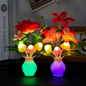 Veilleuse LED à capteur de crépuscule 0.5W Lampe à économie d'énergie Rose <span class=keywords><strong>Fleur</strong></span> Champignon <span class=keywords><strong>Design</strong></span> Minimaliste Style Plug-in pour Chambre à coucher - Product Image 2