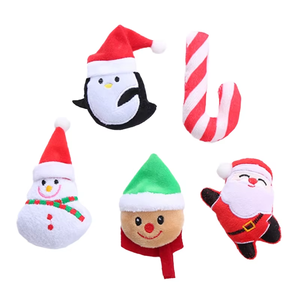Serie navideña <span class=keywords><strong>Catnip</strong></span> juguetes pequeños de peluche lindo juguete para perros con forma de hueso bordado y función chirriante suministros para mascotas - Product Image 1