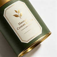 Étiquettes personnalisées Haoxuan pour pots de thé en vrac, autocollants adhésifs imprimés en feuille d'or sur papier d'art de qualité supérieure pour l'emballage de contenants de thé