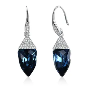 Wholesale Custom Crystal Jewelry Fashion Long Hoop Woman 925 Silver Earring