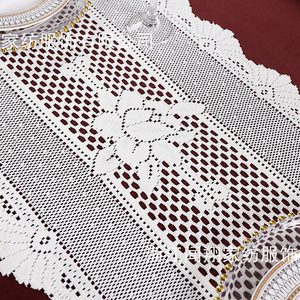 Modern Minimalist Lace Table Runner Rectangle White Polyester Home Decor China Made WX-66940*125 - Product Image 2