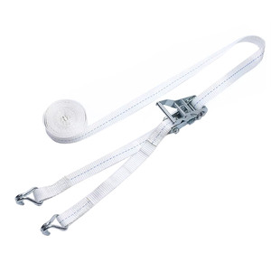 Custom Logo 25mm 1760lbs Quick Release <strong>White</strong> Tensioner <strong>Cargo</strong> Lashing Belts Zinc Galvanized J Hook Truck Rachet Tie Down Straps - Product Image 1