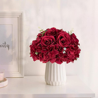11.8 pouces de diamètre Bourgogne Faux Rose Fleurs Artificielle Boule Arrangement Bouquet Pièce Maîtresse pour Tables