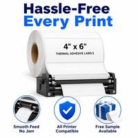 Label Pengiriman Termal 4x6 Roll Sampel Gratis Stiker Kertas Perekat Anti Macet, Pengumpanan Halus, Tahan Air untuk Semua Merek Printer