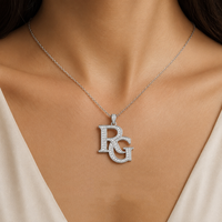 Pendentif personnalisé en moissanite avec initiale, en argent sterling 925, bijoux personnalisés en gros