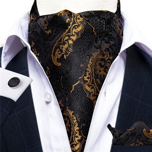 En Gros <span class=keywords><strong>Cravate</strong></span> <span class=keywords><strong>Ascot</strong></span> en <span class=keywords><strong>Soie</strong></span> Jacquard Tissée Paisley Personnalisée pour Homme, à Nouer Soi-Même, et Ensemble Pochette Boutons de Manchette Formel Décontracté - Product Image 6