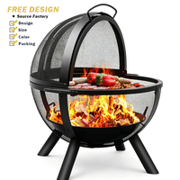 Brasero d'extérieur en fer avec écran anti-étincelles et bac à cendres amovible, style classique, pour jardin, arrière-cour et feux de camp