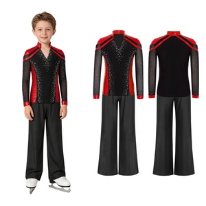 Ensemble de patinage artistique pour garçons de 6 à 16 ans : haut métallisé et pantalon droit pour compétitions et entraînements, idéal pour la danse lyrique - Product Image 3
