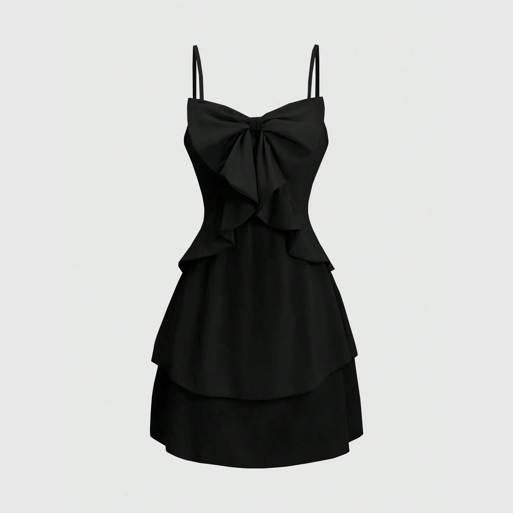 Été Nouveau Design Sling V-Neck Ruffle Trim Irregular Hem Dress Ladies Casual Street Wear Mini Sling Solid Color Dress