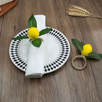 Porte-serviettes en feuilles de citron pour mariage, décoration de dîner printemps-été, décoration de table à la maison, anneaux de serviette en fruits de citron artificiels