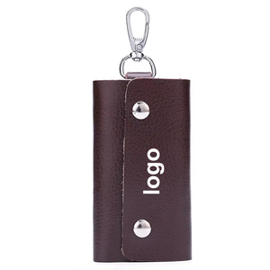 Japanese Korean Cowhide Car Key Bag Portable Business Event Return Gifts Factory Spot Wholesale Leather Keychain Corporate Gifts