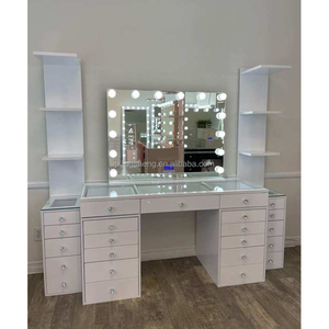<span class=keywords><strong>Tocador</strong></span> de Maquillaje de Madera Blanca con Espejo LED Iluminado y Cajones, Mesa de Maquillaje Moderna con Almacenamiento para Dormitorio/Hogar - Product Image 6
