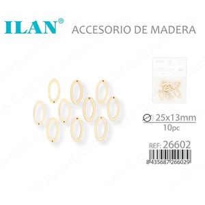 Accessorio ovale in legno ILAN 25x13mm 10 pezzi per lavori artigianali - Product Image 3