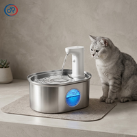 Fontaine à eau pour chat DRH 3.2L en acier inoxydable, pompe sans fil, fontaine à eau intelligente pour chat, distributeur d'eau automatique rechargeable pour animaux de compagnie
